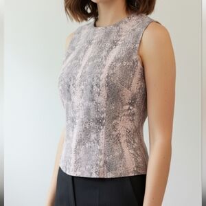 Vintage 90s Y2K Newport News Pink‎ Black Snakeskin Leather Top